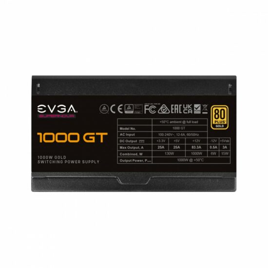 CP EVGA 220 GT 1000 X1 72a4f1 Fuente de poder EVGA 220-GT-1000-X1 Supernova 1000W GT 80+Gold Modular, eficiente y confiable para sistemas de alta demanda.