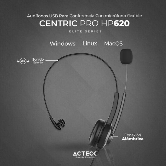 BOCACT210 1 Audífono Usb Con Micrófono Flexible On Ear Centric Pro Hp620 Elite Series -