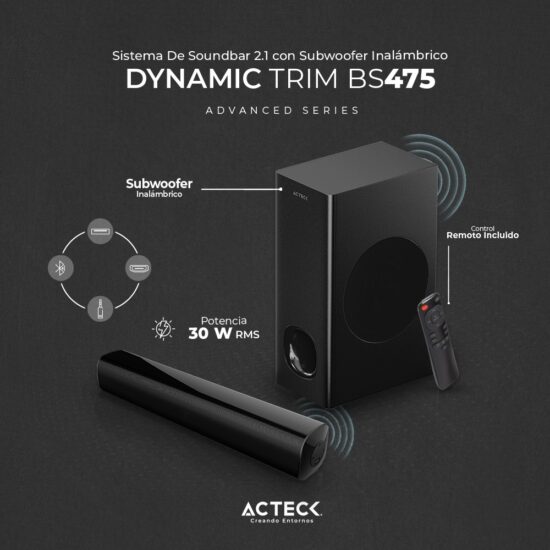 BOCACT300 2 Sistema De Soundbar 2.1 Con Subwoofer Inalámbrico Dynamic Trim Bs475 Advanced Series -