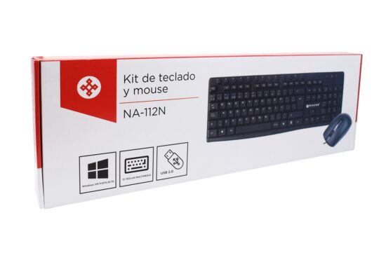 KITNCB010 2 Kit De Teclado Y Mouse Naceb Technology - Estándar, Negro