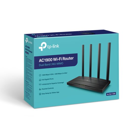 ROUTPL940 2 Router Wifi De Alto Alcance Tp-link Doble Banda Ac Archer C80 Mu-mimo Ac1900 -
