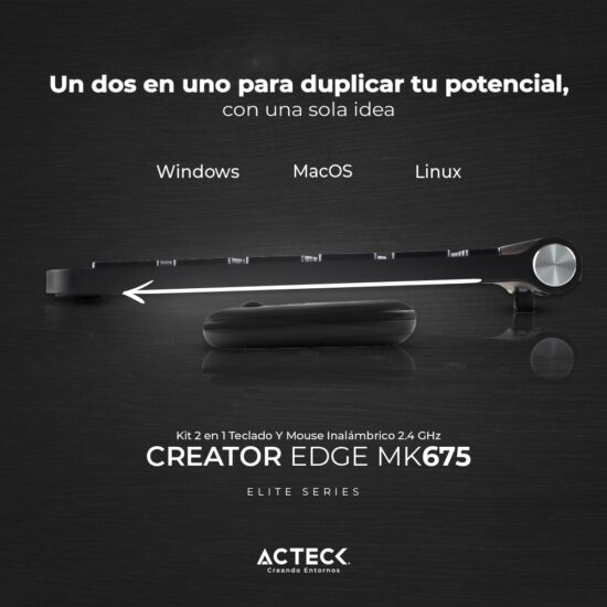 KITACT1110 2 Kit Teclado Y Mouse Inalámbricos Slim Creator Edge Mk675 Elite Series -