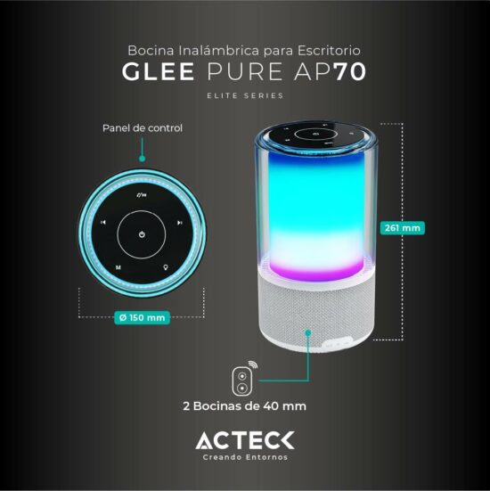 BOCACT450 1 Bocina Inalámbrica Bluetooth Glee Pure Ap70 Elite Series - Bluetooth 5.2, Potencia 40w Rms