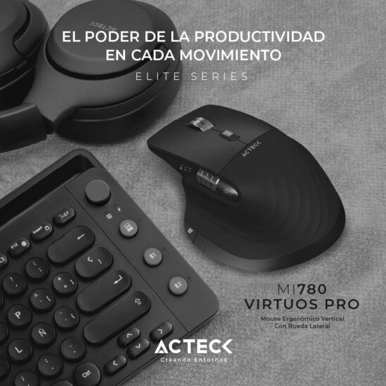 MOUACT270 2 Mouse Inalámbrico Vertical Profesional Virtuos Pro Mi780 Acteck Scroll Horizontal Ultra Fast De Acero -