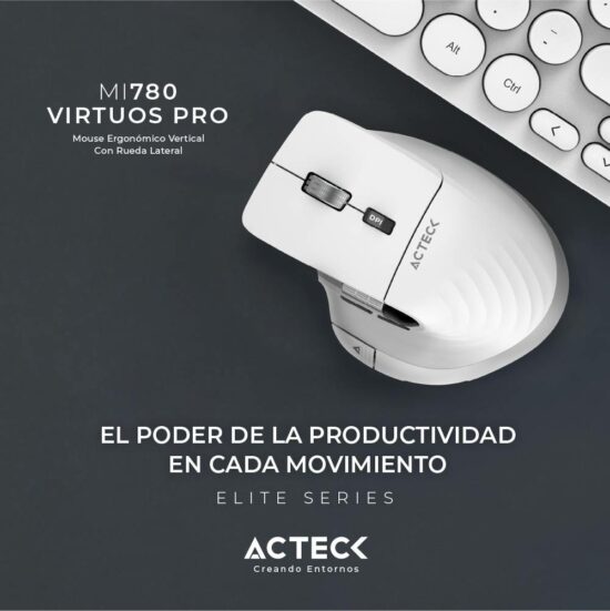 MOUACT290 2 Mouse Inalámbrico Vertical Profesional Virtuos Pro Mi780 Acteck Scroll Horizontal Ultra Fast De Acero -