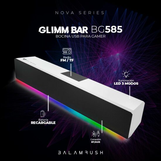 BOCBLR120 1 Barra De Sonido Gamer Glimm Bar Bg585 Balam Rush Conexión Bluetooth/auxiliar - Radio Fm/tf