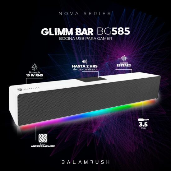 BOCBLR120 2 Barra De Sonido Gamer Glimm Bar Bg585 Balam Rush Conexión Bluetooth/auxiliar - Radio Fm/tf
