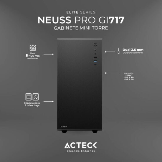 GABACT410 2 Gabinete Mini Torre Acteck Neuss Pro Gi717 Elite Series -