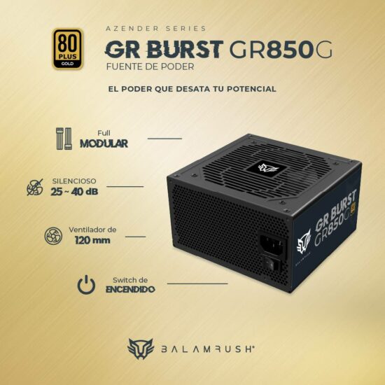 GABBLR470 2 Fuente De Poder 850w 80 Plus Gold Balam Rush Gr Burst Gr850g Legend Series. -