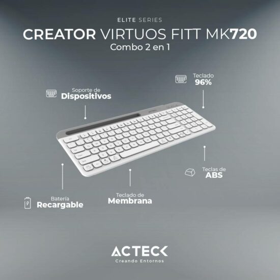 KITACT1120 2 Kit Teclado Y Mouse Acteck Creator Vituos Silk Mk720 Elite Series -