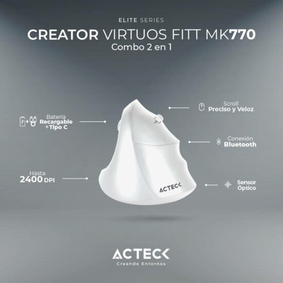 KITACT1130 1 Kit Teclado Y Mouse Acteck Creator Vituos Fitt Mk770 Elite Series -