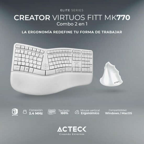 KITACT1130 2 Kit Teclado Y Mouse Acteck Creator Vituos Fitt Mk770 Elite Series -