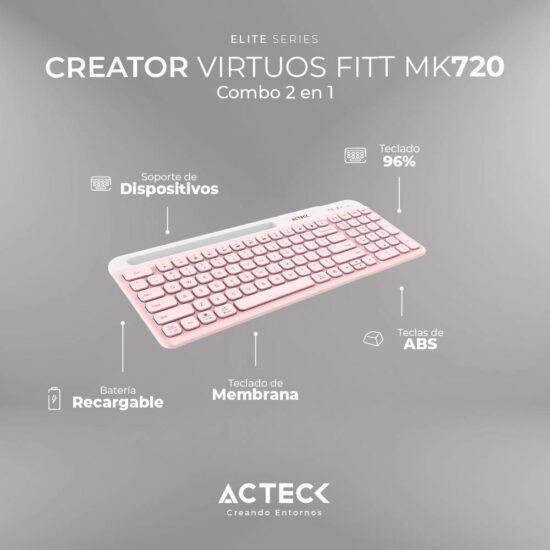 KITACT1140 2 Kit Teclado Y Mouse Acteck Creator Vituos Silk Mk720 Elite Series -