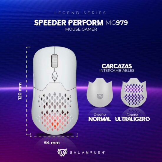 MOUBLR160 2 Mouse Gamer Inalámbrico Alto Rendimiento Speeder Perform Mg979 Balam Rush Conexiones Bluetooth - 2.4ghz Y Usb, 7 Botones, Switch Huano 10, 000, 000 Pulsacione