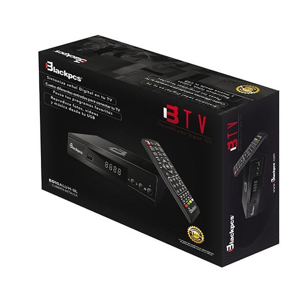 DECODIFICADOR TV BLACKPCS ALUMINIO HDMI USB COAXIAL CONT (E010ALUM-BL) (ED) - BLACKPCS