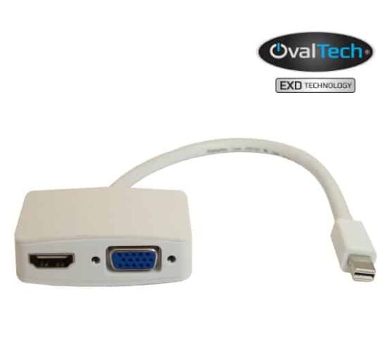ACCOVL700 Adaptador Mini DisplayPort a HDMI / VGA color blanco. Premium OvalTech -