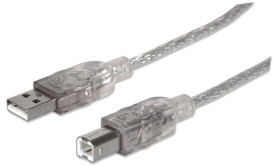 CABITL1590 345408 Cable Para Impresora Usb-a A Usb-b De 5mts - Color Plateado, Velocidades De Hasta 480 Mbps.