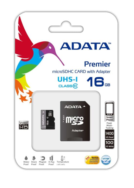 MEMDAT2560 Memoria Micro SD ADATA Pemier Pro UHS-I U1 - 16 GB, 30 MB/s, 10 MB/s, Negro, Gris